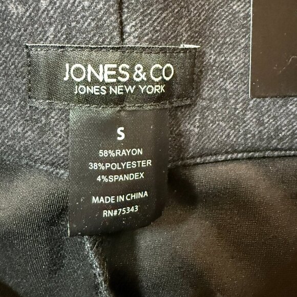 Jones & Co Pants Women Small Black Rayon Stretch Crop Wide Leg High Rise Pull On - Picture 4 of 5